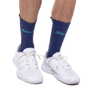 SIUX LONG SOCKS – White / Azul Marino